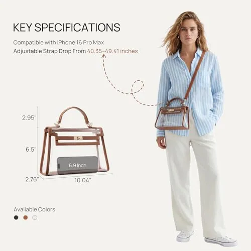 PVC Clear Stadium Bag in Brown, view 3