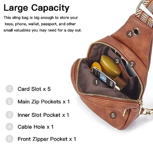 Vegan Leather Crossbody Bag in Brown, view 3
