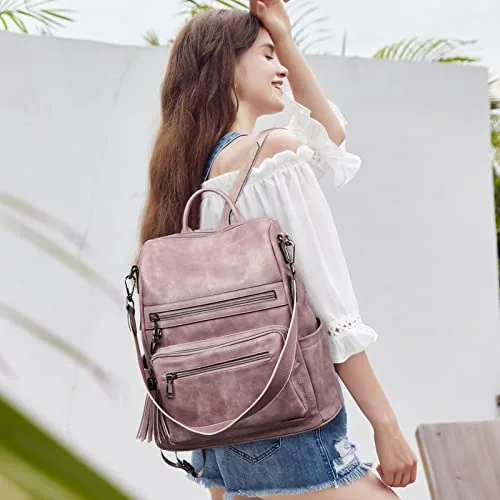 Large Tassel Backpack Purse in Purple, view 2