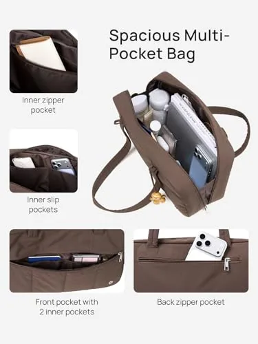 Nylon Shoulder Bag in Sand Brown, view 4