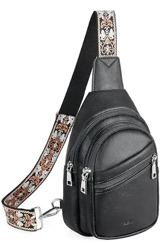 Vegan Leather Sling Bag in Black