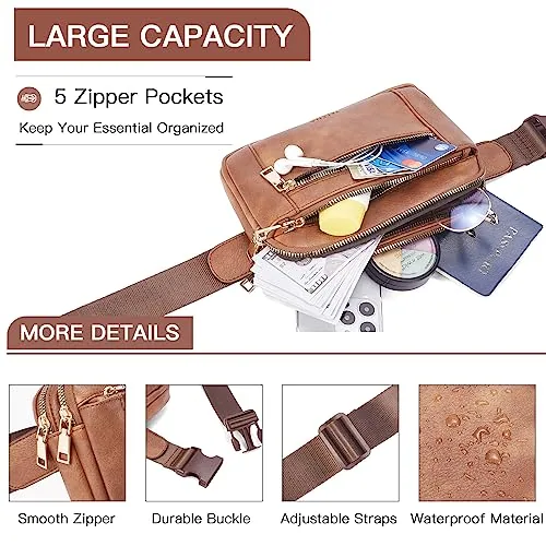 Vegan Leather Belt Bag in Brown, view 4