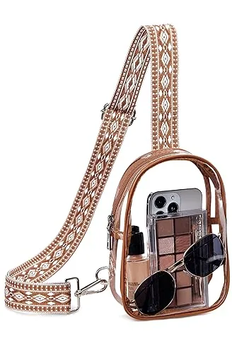 Clear & Stadium Bags: Clear Belt Bag in Brown