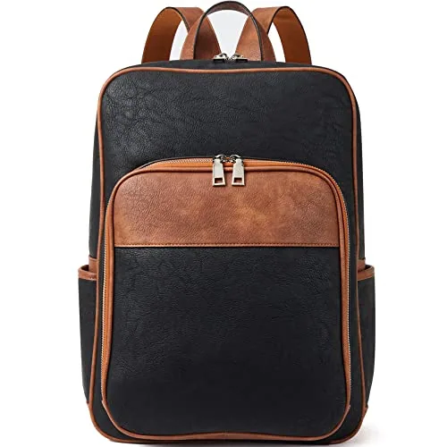 Laptop Backpack in Black with Brown