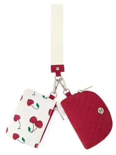 Small Zip Wristlet in Red with White