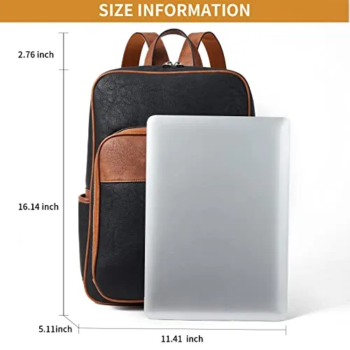 Laptop Backpack in Black with Brown, view 3