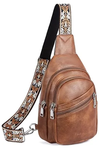 Vegan Leather Sling Bag in Brown