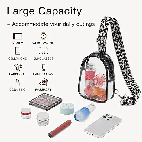 Clear Belt Bag in Black, view 3