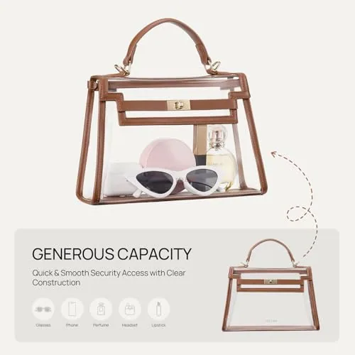PVC Clear Stadium Bag in Brown, view 4