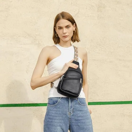 Vegan Leather Sling Bag in Black, view 2