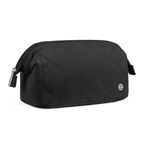 Wallets & Pouches: PVC Puffer Makeup Bag in Black