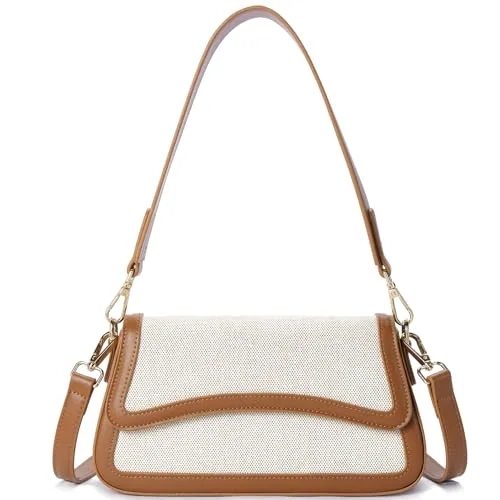 Shoulder Bag in Beige & Brown