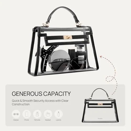 PVC Clear Stadium Bag in Black, view 4