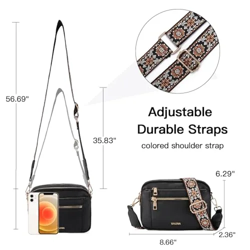 Small Wide Strap Crossbody Bag in Black, view 4