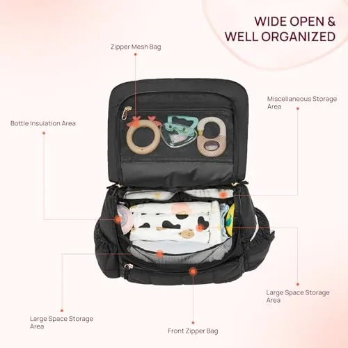 Small Puffer Diaper Backpack in Black, view 3