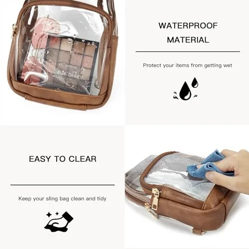 Midsize Clear Stadium Bag in Brown, view 4