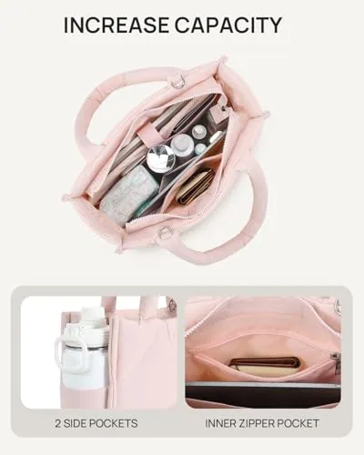 Quilted Tote Bag in Pink, view 4