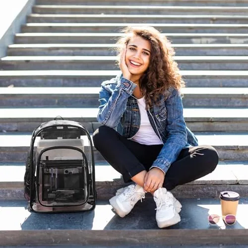 Clear Backpack in Black, view 2