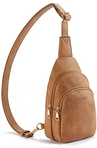 Vegan Leather Crossbody Bag in Camel Brown