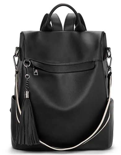 Tassel Backpack Purse in Pure Black