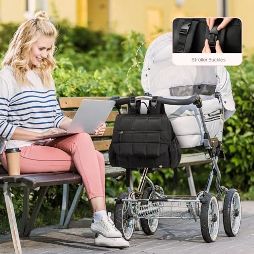 Small Puffer Diaper Backpack in Black, view 2
