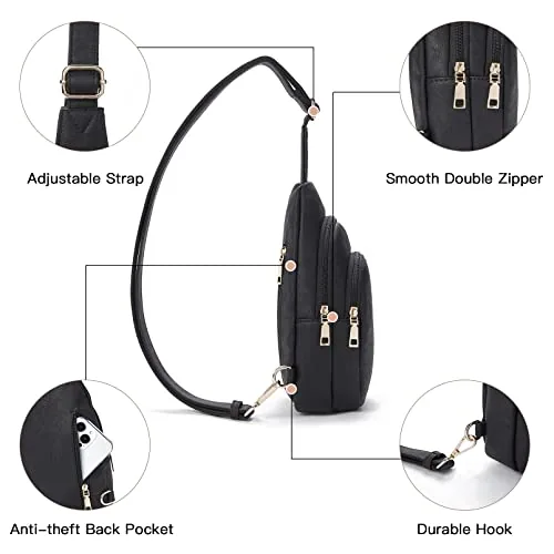Leather Sling Bag in Black, view 4