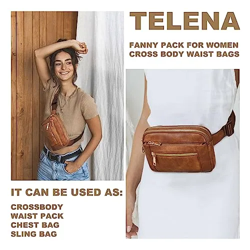 Vegan Leather Belt Bag in Brown, view 2