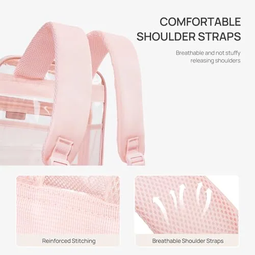 Clear Backpack in Pink, view 4