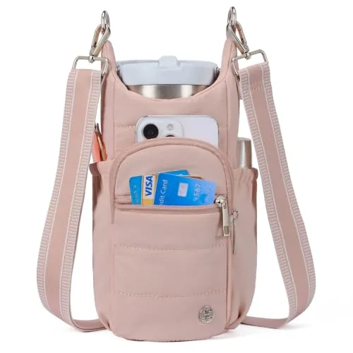 RFID Bottle Sling in Blush Pink
