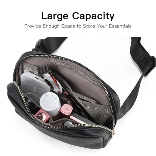 Vegan Leather Belt Bag in Black, view 3