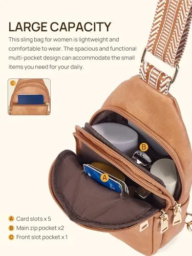 Sling Bag in Camel Brown, view 3
