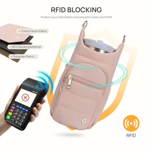 RFID Bottle Sling in Blush Pink, view 3