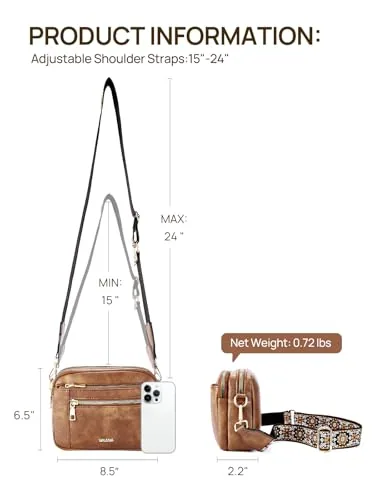 Small Wide Strap Crossbody Bag in Brown, view 4