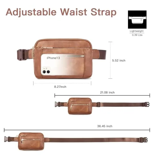 Vegan Leather Belt Bag in Brown, view 3