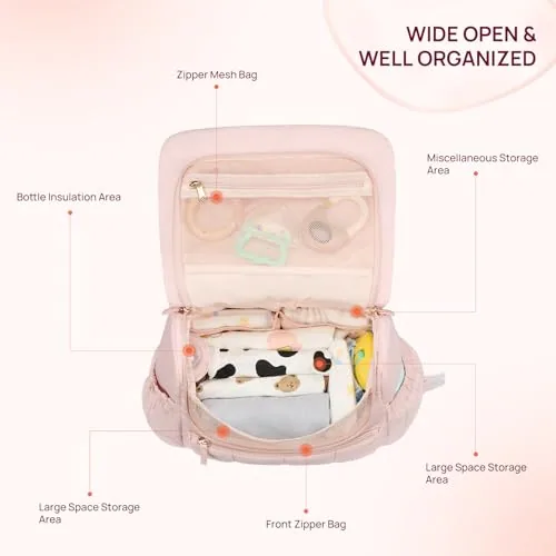 Small Puffer Diaper Backpack in Pink, view 3