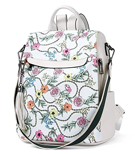 Tassel Backpack Purse in Floral, view 2