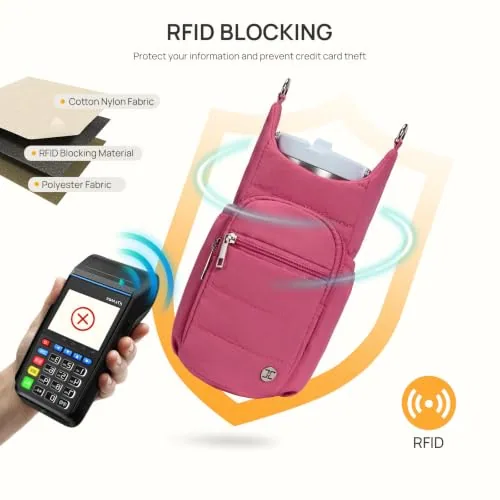RFID Bottle Sling in Hot Pink, view 3