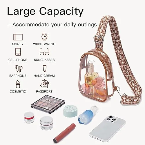 Clear Belt Bag in Brown, view 3