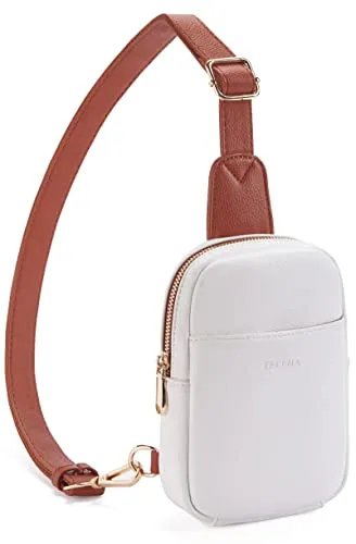 Travel Crossbody Bag in Beige with Brown
