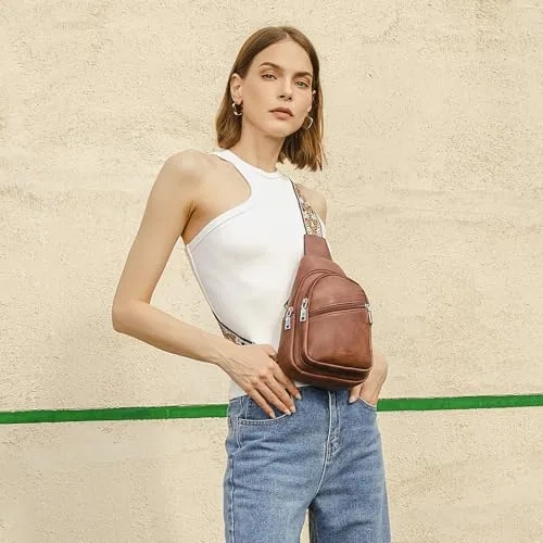 Vegan Leather Sling Bag in Brown, view 2