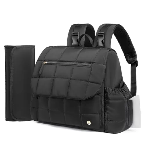 Small Puffer Diaper Backpack in Black