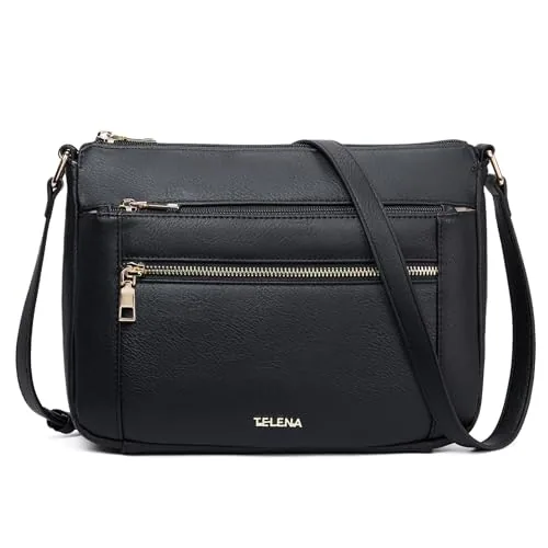 Vegan Leather Crossbody Bag in Black