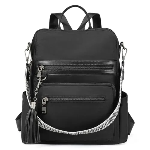 Large Nylon Backpack Purse in Black