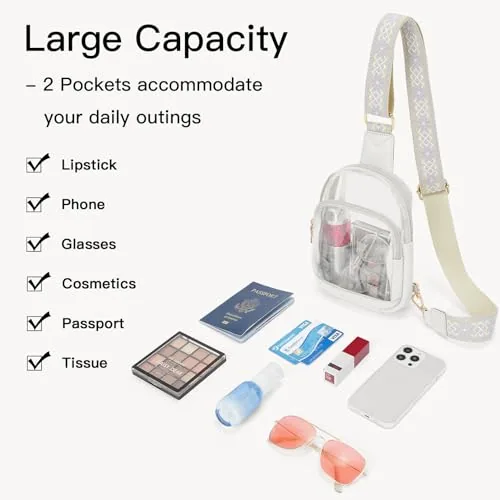 Clear Stadium Bag in White, view 3