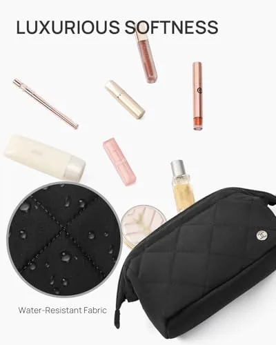 PVC Puffer Makeup Bag in Black, view 2