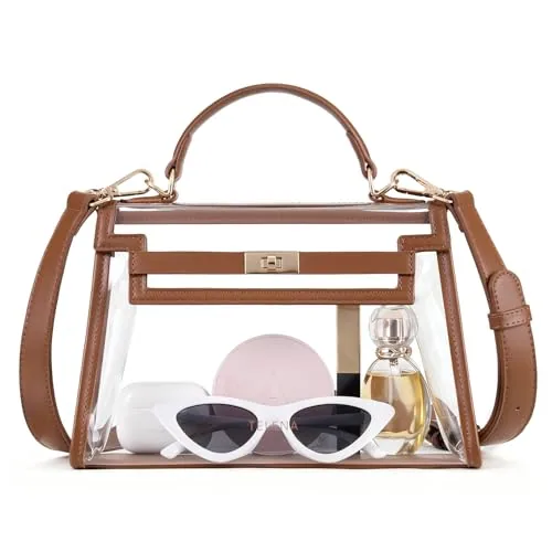 PVC Clear Stadium Bag in Brown