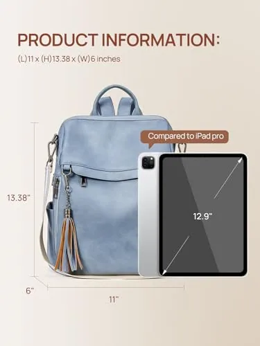 Tassel Backpack Purse in Retro Blue, view 3