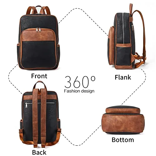 Laptop Backpack in Black with Brown, view 4