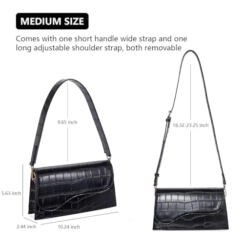 Vegan Leather Shoulder Bag in Black, view 4