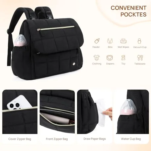 Nylon Puffer Makeup Bag in Black, view 4